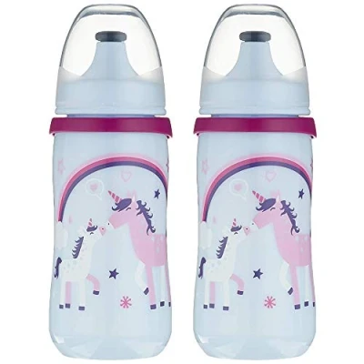 Abbildung von nip Kinder Trinkflasche 330 ml Kinderflasche kids cup sportflasche mit Push Pull, 2 Stk. Girls, BPA frei, made in Germany