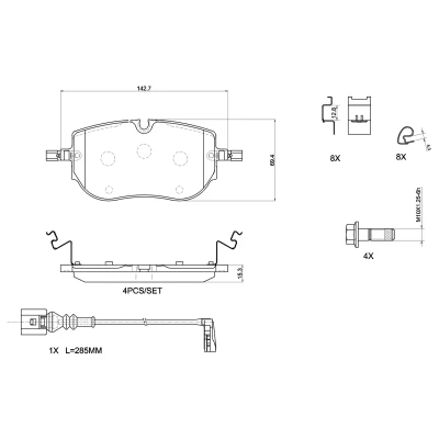 Abbildung von Bremsbelagsatz, Scheibenbremse BREMBO P 85 192