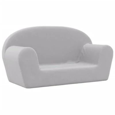 Abbildung von vidaXL Kindersofa 2 Sitzer, Sofa Abnehmbarer Bezug, Gepolstert Kindersessel Zweisitzer, Spielsofa Kindercouch Kindermöbel, Hellgrau Weich Plüsch