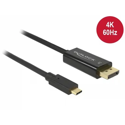 Abbildung von DeLock Kabel USB Type C Stecker &gt; Displayport (DP Alt Mode) 4K 60 Hz 2 m Schwarz
