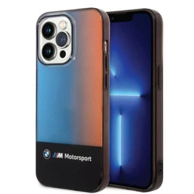 Abbildung von CG MOBILE BMW Handyhülle für iPhone 14 Pro Max in Schwarz IML Mid Fading Tricolor, Anti Scratch PC/TPU, Bequeme und langlebige Hartschale mit zugänglichen Anschlüssen, Stoßdämpfung &amp; Signature Logo