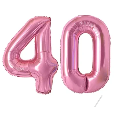 Abbildung von 40 Geburtstag Deko zahlen luftballon jahre Folienballon Rosa für 40. Geburtstagsdeko Männer Frauen Ballon Zahl zum fliegt mit Helium 40.Geburtstagsparty 40&quot; 101cm Pink,