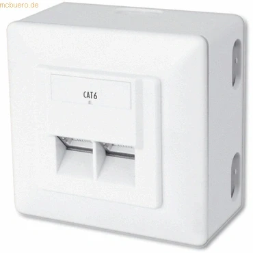 Abbildung von DIGITUS 5x Anschlussdose Cat 6 2 Port RJ45 Aufputz Netzwerk Dose Zuführung Horizontal Designfähig Reinweiß