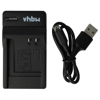 Abbildung von vhbw USB Ladegerät kompatibel mit Panasonic Lumix DMC FX55, FX8, FX9, LX1, LX2, LX3 Kamera Camcorder/Akku Ladeschale, Ladeanzeige