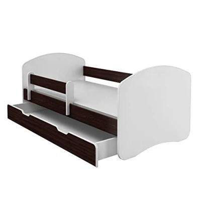 Abbildung von Kinderbett Jugendbett mit einer Schublade und Matratze Weiß ACMA II (140x70 cm + Schublade, Holz Wenge)