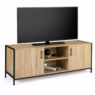 Abbildung von IDMarket TV Bank, 140 cm, 2 Türen, industrielles Design