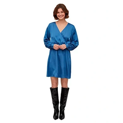 Abbildung von VILA Viellette WRAP Dress Freizeitkleid, Damen, Größe: 38, Federal blue