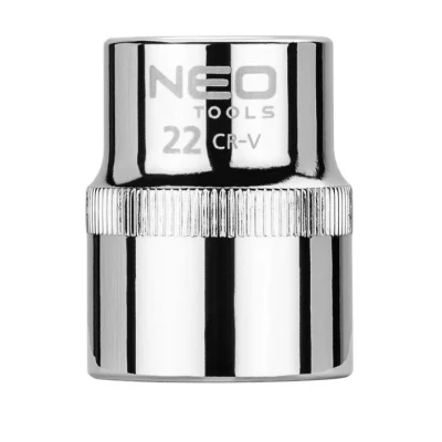 Abbildung von NEO TOOLS 08 022 Steckschlüsseleinsatz 1/2 3124 22 mm Chrom Vanadium Stahl SuperLock