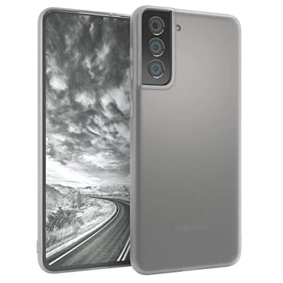 Abbildung von EAZY CASE Handyhülle Silikon mit Kameraschutz kompatibel Samsung Galaxy S21 Plus 5G in Transparent Matt Ultra dünn, Slimcover, Silikonhülle, Hülle, Softcase, Backcover