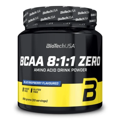 Abbildung von BioTechUSA BCAA 8:1:1 Zero Verhältnis von Leucin, Isoleucin und Valin Zuckerfrei, Glutenfrei, 250 g, Blaue Himbeere