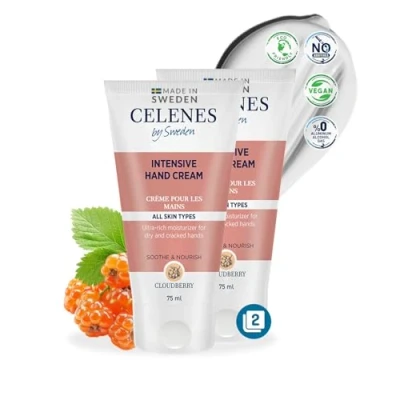 Abbildung von Celenes by Sweden Intensive Handcreme, Alkoholfrei, Parfümfrei und Frei von Parabenen, Für Alle Hauttypen, 2ER PACK 75ml (Cloudberry, 75mlx2)