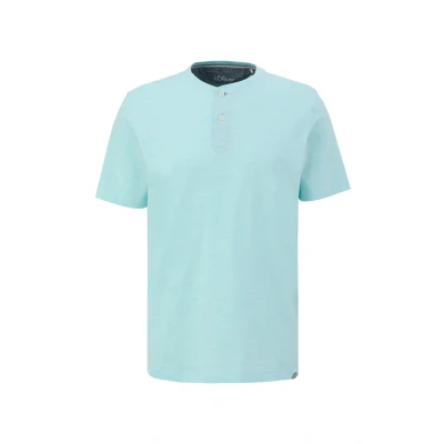 Abbildung von s.Oliver Henleyausschnitt Tshirt basic, Herren, Größe: Medium, Helles türkis