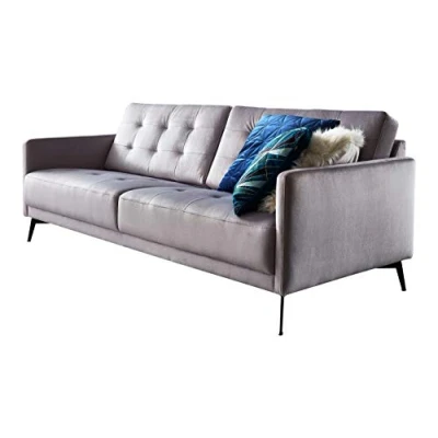 Abbildung von Atlantic Home Collection Sofa Couch JAKOB, mit Wellenunterfederung und samtigem Bezug, hellgrau Sofas, Samtstoff, 3 Sitzer, 208x87x80 cm (BxTxH)