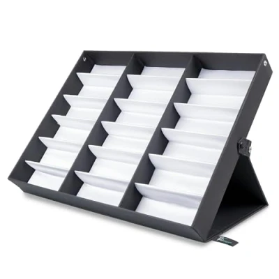 Abbildung von ProSource 18 Slot Sunglasses Organizer Box Stand Display Case/Tray, Fabric Lined &amp; Snap Close