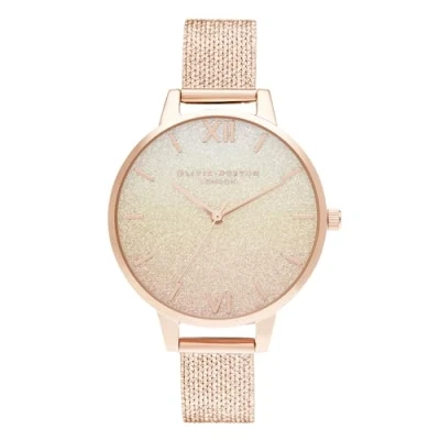 Abbildung von Olivia Burton Analog Quarzuhr für Damen mit Roségoldfarbenes Edelstahlarmband OB16US58