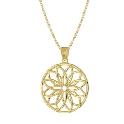Abbildung von trendor 15952 Damen Halskette Lebensblume 925 Silber Vergoldet ⌀ 20 mm