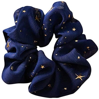 Abbildung von PULABO Haarband Scrunchie Niedlich Glitzer Prinzessin Stern Erwachsene Haarschmuck Elegante Damen Mädchen Einfache Haargummi Beliebte Mode (Blau) Praktisch