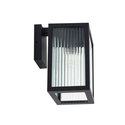 Abbildung von Lindby Außenwandleuchte Bolgar, schwarz, Metall, Glas, 15cm