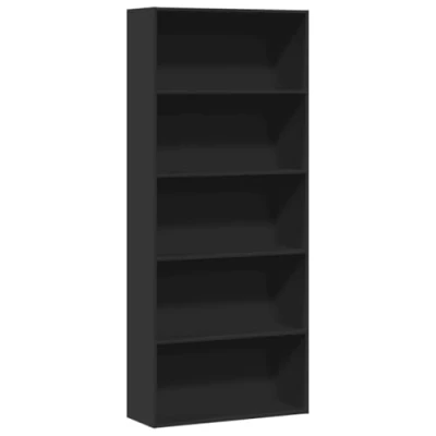 Abbildung von vidaXL Bücherregal, Bücherschrank mit 5 Fächern, Standregal für Wohnzimmer Büro, Büroregal Wandregal Raumteiler, Schwarz Holzwerkstoff