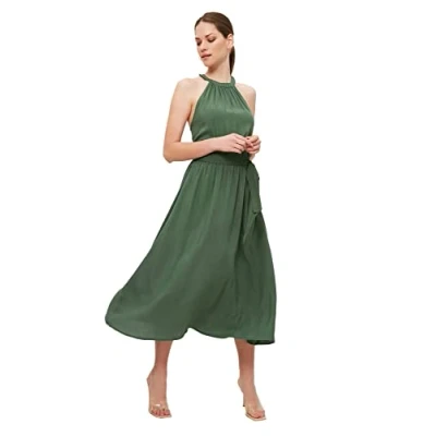 Abbildung von Trendyol Damen Khaki belted Cocktail Dress, Khaki, 36 EU