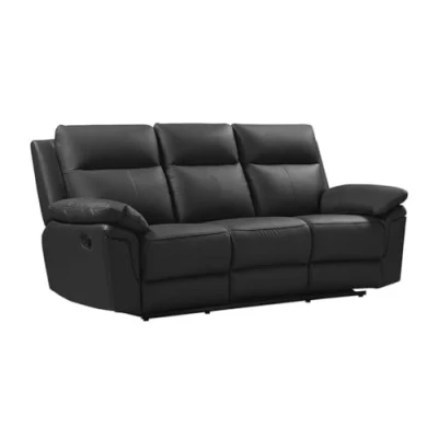 Abbildung von Vente unique Relaxsofa 3 Sitzer Büffelleder Schwarz PAKITA
