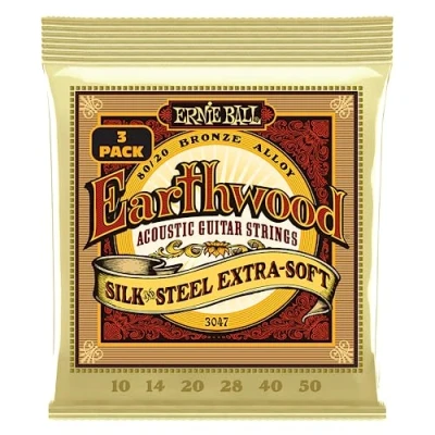 Abbildung von Ernie Ball Earthwood Silk &amp; Steel Extra Soft Akustik Gitarrensaiten, 80/20 Bronze, 3er Pack, Stärke 1050