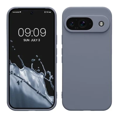Abbildung von kwmobile Handyhülle kompatibel mit Google Pixel 9 Hülle Handy Case aus weichem Silikon in Blaugrau