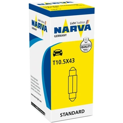 Abbildung von NARVA 171753000 Glühlampe, Kennzeichenleuchte 12 5 Soffittenlampe T10,5x43 SV8.5 MERCEDES BENZ: SLK, C Klasse Limousine, CLK Coupe, OPEL: Astra F CC