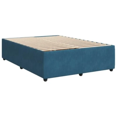Abbildung von vidaXL Bettgestell, Polsterbett Bett für Schlafzimmer, Bettrahmen mit Lattenrost, Doppelbett Schlafzimmerbett, Blau 160x200cm Samt