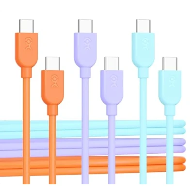 Abbildung von Cable Matters 3er Pack USB C Ladekabel 1,8m mit 60 W Power Delivery (USB auf Kabel) in Mehrfarbig, kompatibel iPhone 15/15 Pro/15 Plus, iPad Pro, Samsung Galaxy S23