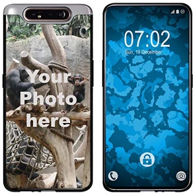 Abbildung von PhoneNatic personalisierte Handyhülle für Galaxy A80 in Schwarz Custom Case zum selbst gestalten mit eigenem Foto Bild Text individuell (Galaxy A80, Schwarz)