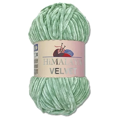 Abbildung von Wohnkult Himalaya 100 g Velvet Dolphin Wolle 40 Farben zur Auswahl Chenille Strickgarn Flauschgarn Glanz Accessoire Kleidung Decken (90047 Aquamarin)