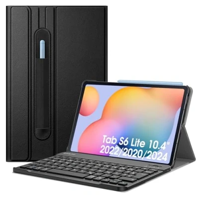 Abbildung von Fintie Tastatur Hülle für Samsung Galaxy Tab S6 Lite 10,4 Zoll 2024/2022/2020 Tablet Keyboard Cover mit Magnetisch Abnehmbarer Deutscher Bluetooth Tastatur, Schwarz