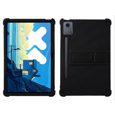 Abbildung von GIOPUEY Hülle Kompatibel mit Lenovo Tab P12 12.7 2023 Ständer Weiche TPU Silikon Schutzhülle Airbag Sturzschutz Case Black