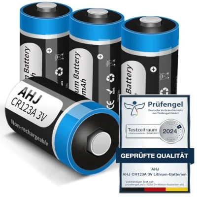 Abbildung von AHJ CR123A 3V Lithium Batterien (4 Stück Einwegbatterie 1600mAh), CR123 / CR17345, Ideal für Garagentoröffner, Alarmanlage, Miniradio, Funkauslöser, Messgeräte, Nicht Arlo