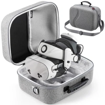 Abbildung von Große Tasche für Meta Quest 3/Quest 3S, Reisen Tragetasche Kompatibel mit BOBOVR S3 Pro/Kiwi Design Akku Elite Strap und Anderem Zubehör, Aufbewahrung Hart Oculus 3S