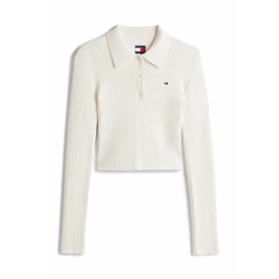Abbildung von Tommy Jeans LONG Sleeve SLIM Langarmshirt, Damen, Größe: XS, Off white