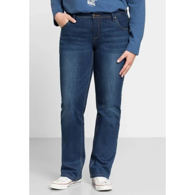 Abbildung von Sheego Stretch Jeans Große Größen mit gerader Beinform, individuelle Used Effekte