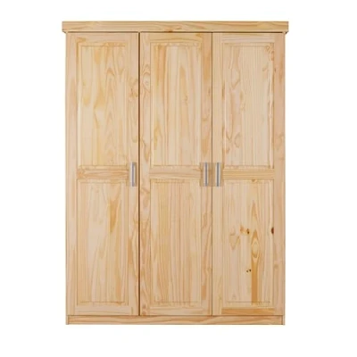Abbildung von Inter Link Kleiderschrank Pelle Massivholz Schrank Landhausstil, 5 Fächer, Kleiderstange, natur lackiert