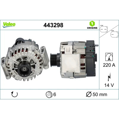 Abbildung von Drehstromgenerator VALEO ORIGINS NEW O.E. TECHNOLOGIE 443298