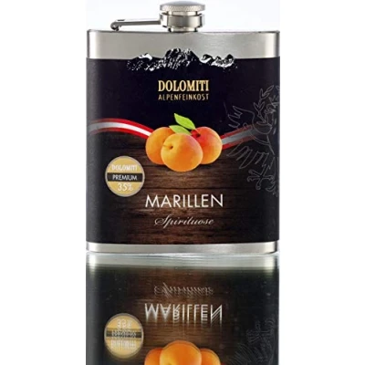 Abbildung von DOLOMITI Marillen Schnaps Flachmann │ Premium Spirituose 35% vol. fruchtiger, angenehm milder 0.2 Liter