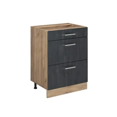 Abbildung von Vicco Küchenunterschrank R Line, Schwarz Beton/Goldkraft Eiche, 60 cm ohne Arbeitsplatte