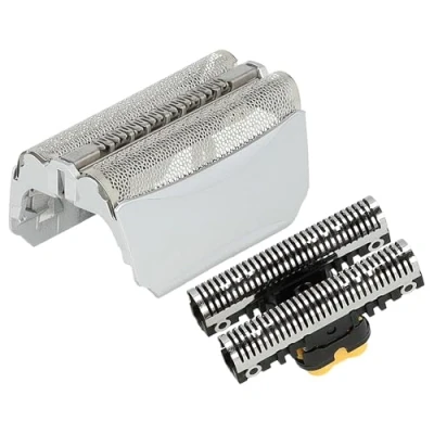 Abbildung von vhbw Kombi Pack Scherteil kompatibel mit Braun 5645, 5646, 5647, 5649, 570, 5652 Elektrorasierer, Folie + Messerblock, silber