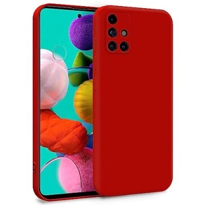 Abbildung von MyGadget Hülle für Samsung Galaxy A51 4G Zweilagige Handyhülle mit Kameraschutz Cover Innenfutter &amp; Silikon außen Rot