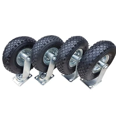 Abbildung von 2 x Frosal Bockrolle + Lenkrolle Set Ø 260 85 mm 3.00 4 Rad als tlg. Luftrad auf Stahlfelge silber Bollerwagen &amp; Transportwagen Kit