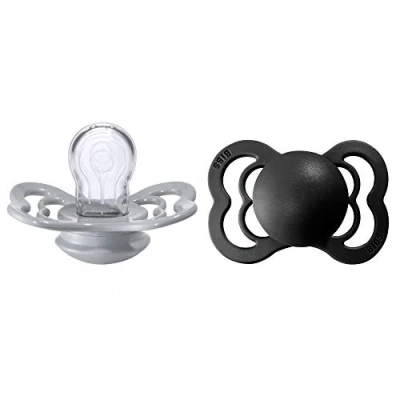 Abbildung von BIBS Supreme Schnuller 2er Pack, BPA frei, Symmetrischer Nippel. Silikon, Hergestellt in Dänemark. 0 6 Monate (2er Pack), Cloud/Black
