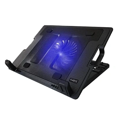 Abbildung von Ewent EW1258 Laptop Kühler 12 17 Zoll, 1 Lüfter mit blau LEDs, 2 USB Ports, Cooling Pad, Notebook Cooler Ständer Kühlpad Kühlmatte, schwarz