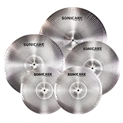 Abbildung von SONICAKE Cymbal Set mit geringer Lautstärke 14&quot; HiHat+16&quot; Crash+18&quot; Crash+20&quot; Ride Beckenset Sliver 5 Stücke