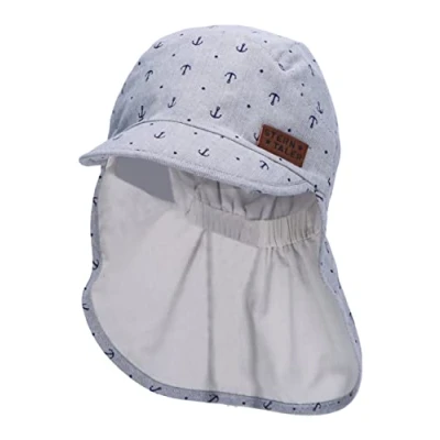 Abbildung von Sterntaler Baby Jungen Schirmmütze Nackenschutz Anker Baby, Mützen aus Baumwolle rauchgrau, 51
