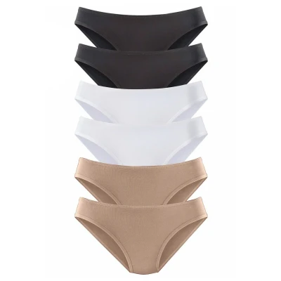 Abbildung von Lascana Vivance Active 6 PACK Slip, Damen, Größe: 32/34, Hautfarben + schwarz weiß